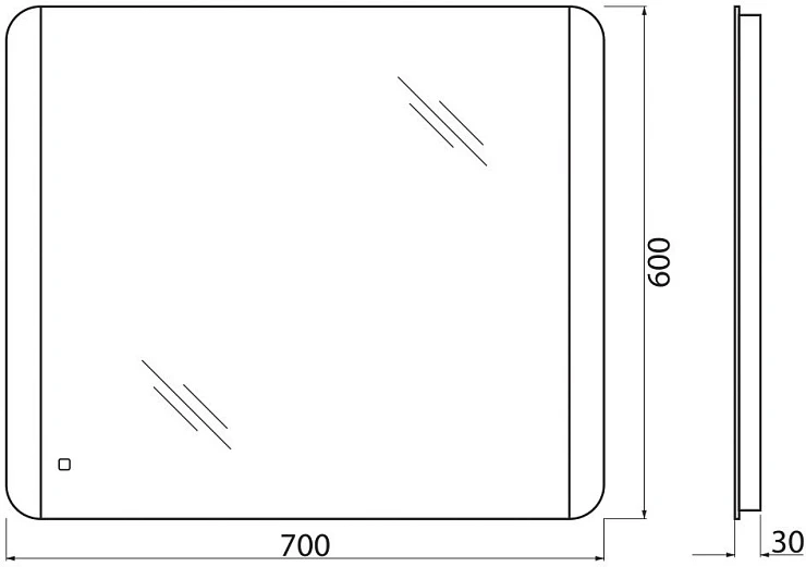 Зеркало BelBagno 70 SPC-CEZ-700-600-LED-TCH с подсветкой