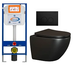 Комплект инсталляции Aquanika Basic с унитазом CN4002MB и кнопкой черной