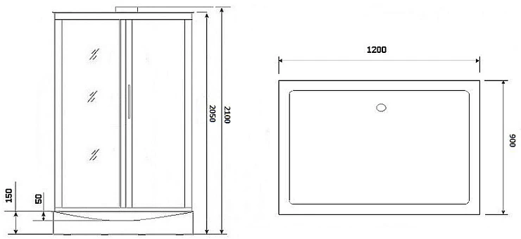 Душевая кабина Niagara Luxe 120x90см NGL-7711WBK профиль серебро