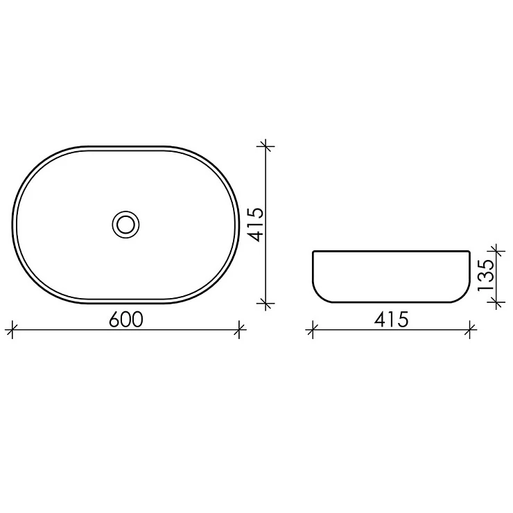 Раковина накладная Ceramica Nova Element CN6047MDH антрацит матовый