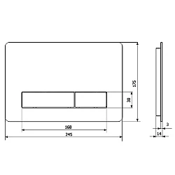 Кнопка смыва KK-POL Vitrum Metal Slim 350/PSM/006-00-00 графит матовый
