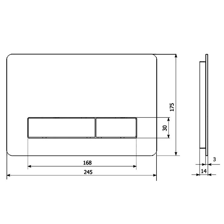Кнопка смыва KK-POL Vitrum Metal Slim 350/PSM/006-00-00 графит матовый