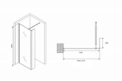Душевая перегородка ABBER Immer Offen 120см AG66120B профиль черный, стекло прозрачное