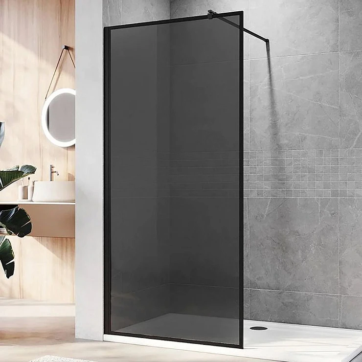 Душевая перегородка Veconi Korato KR-81B 90см KR81B-90-05-C9 профиль черный, стекло тонированное