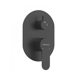 Душевой комплект BERGES VENTAS 3O BLACK с внутренней частью, черный матовый