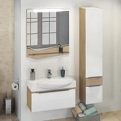 Зеркало Comforty Самара 76 кофе 00004134972CF с подсветкой, светлое дерево