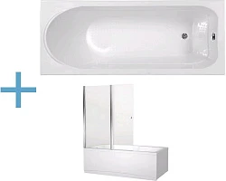 Акриловая ванна Aquanet West 170x70 со шторкой Aquanet Alfa 4 NF6222-pivot 239757 + 196049 белая