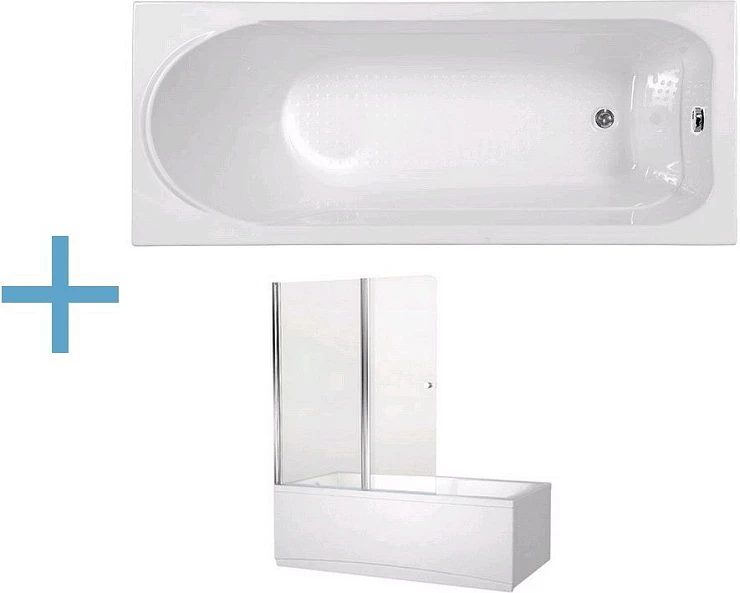 Акриловая ванна Aquanet West 170x70 со шторкой Aquanet Alfa 4 NF6222-pivot 239757 + 196049 белая