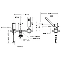Смеситель на борт ванны Bravat Phillis F556101C-2-ENG хром