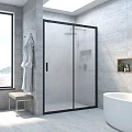Душевая дверь в нишу Vegas Glass ZP NOVO h2000 115 02М 10 профиль матовый черный, стекло сатин