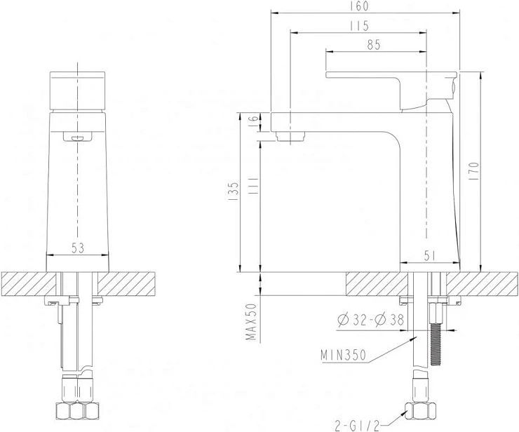 Смеситель для раковины Bravat Iceberg F176110G золото