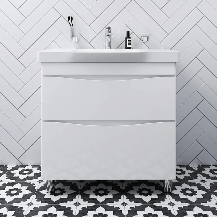 Тумба с раковиной AM.PM Like 80 напольная, белый глянец Тумба с раковиной AM.PM Like 80 напольная, белый глянец