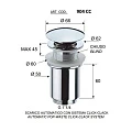 Донный клапан для раковины Remer RR905 CC с переливом, хром