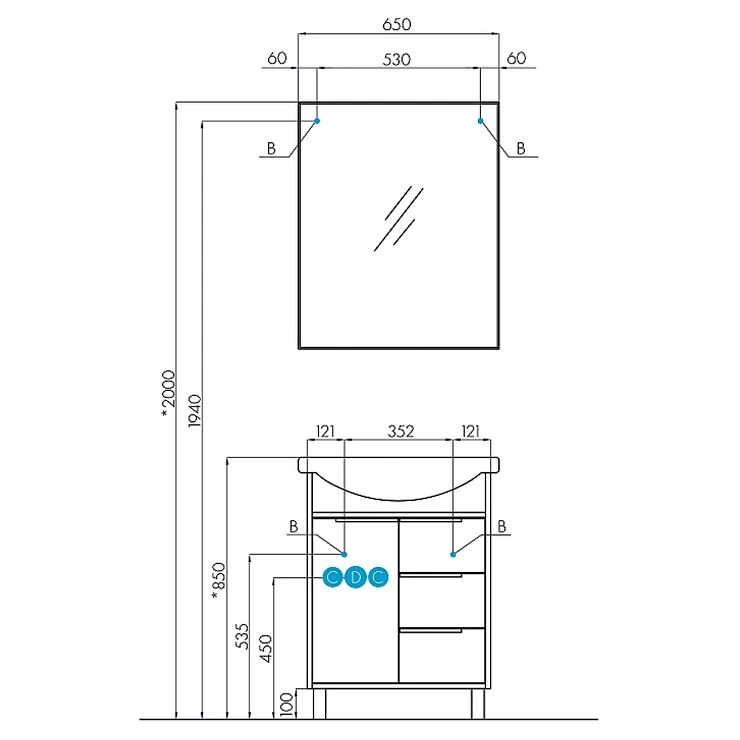 Зеркало Aquaton Рико 65 1A216402RI010