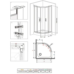 Душевой уголок Damixa Skyline 90х90см DX35WG-301-090MT профиль хром, стекло прозрачное