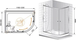 Душевой уголок Cezares Anima 120x90см ANIMA-W-RH-2-120/90-C-Cr-L профиль хром, стекло прозрачное