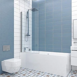 Шторка на ванну GuteWetter MÖLLE 70x150 см DE020P601 хром матовый, стекло мато