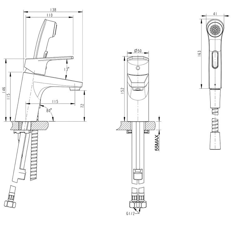 Смеситель для раковины Bravat Line F15299C-2 хром
