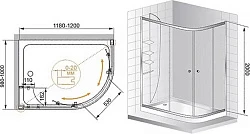 Душевой уголок Cezares Anima 120x100см ANIMA-W-RH-2-120/100-C-Cr-L профиль хром, стекло прозрачное
