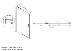 Душевая дверь в нишу Vincea Extra 90-100см VDP-1E9010CGB профиль черный, стекло тонированное