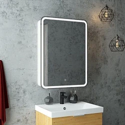 Зеркало-шкаф Art&Max Platino 60 AM-Pla-600-800-1D-L-DS-F с подсветкой, белый