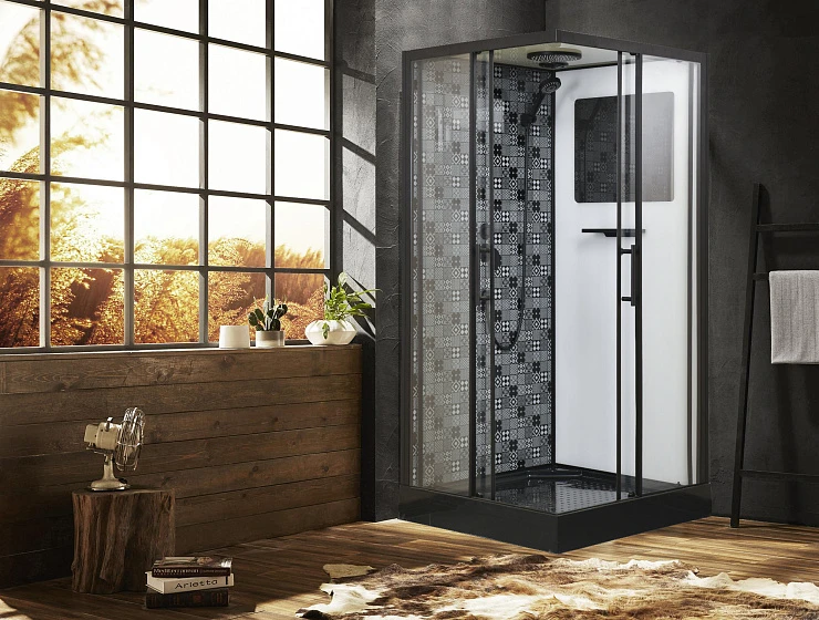 Душевая кабина ESBANO 100х100см ESKBB100СKR профиль черный
