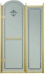 Душевая дверь в нишу Cezares 120см RETRO-B-11-120-PP-G-L профиль золото, стекло матовое с узором