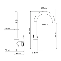 Смеситель для кухни Wasserkraft Aisch 5507 золото