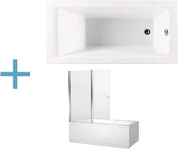 Акриловая ванна Aquanet Bright 145x70 со шторкой Aquanet Alfa 4 NF6222-pivot 239593 + 196049 белая