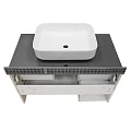 Тумба с раковиной Comforty Прага-90 00-00014424CF дуб белый с графитовой столешницей 
