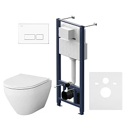 Инсталляция с унитазом и клавишей AM.PM Spirit 2.0 IS47001.701700 белый, синий