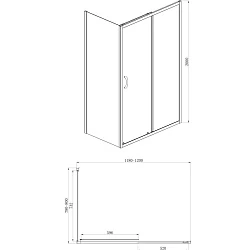 Душевой уголок Azario Milton 120х80см AZ-ND1131-R 1200 BLACK профиль черный, стекло прозрачное