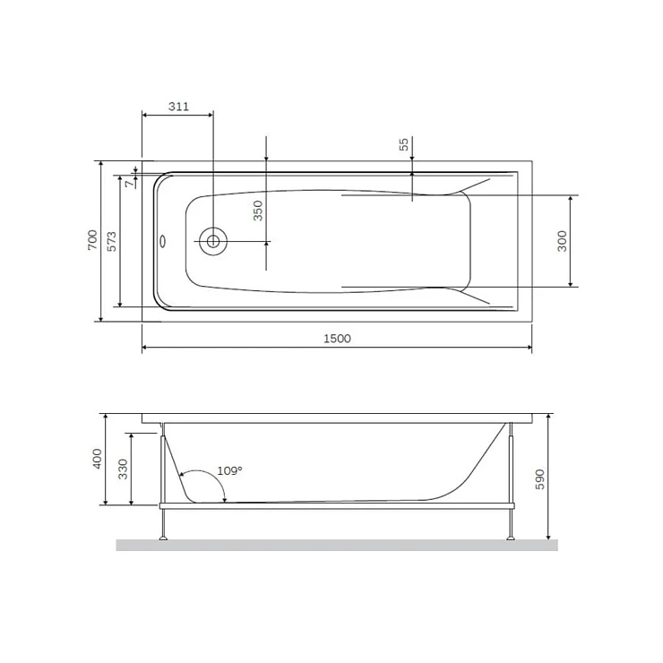 Акриловая ванна AM.PM Gem 150x70 W90A-150-070B-A черная матовая