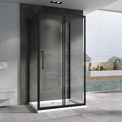 Душевой уголок ABBER Schwarzer Diamant 150х90см AG30150BH-S90B-S90B черный, стекло прозрачное