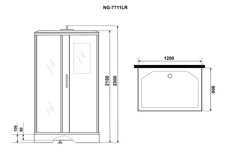 Душевая кабина Niagara Luxe 120х90см NGL-7711W R профиль серебро
