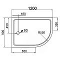 Душевой поддон Cezares 120х90см TRAY-A-RH-120/90-550-15-W-L белый