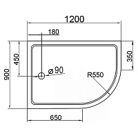 Душевой поддон Cezares 120х90см TRAY-A-RH-120/90-550-15-W-L белый