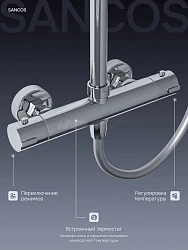 Душевая стойка Sancos Kanedo SC7200CH с термостатом, хром