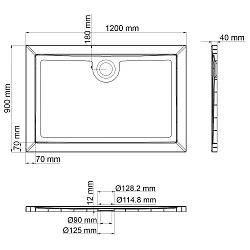 Душевой поддон Wasserkraft Salm 120x90см 27T07 белый