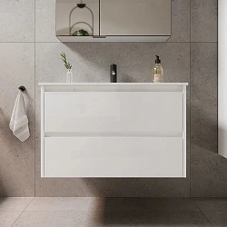 Тумба с раковиной Sancos Libra 80 белая глянцевая