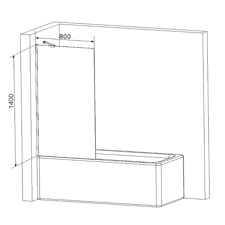 Шторка на ванну AM.PM Gem 80x140см W90BS-080-140CM профиль хром, стекло матовое