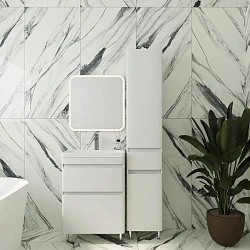 Тумба с раковиной Style Line Атлантика 60 напольная, антискрейч белый матовый