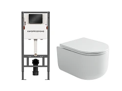 Комплект инсталляции Ceramica Nova CN121002MB с унитазом CN4006, кнопка черная матовая