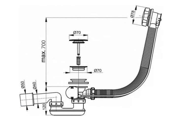 Слив-перелив для ванны Aquanet V55R 00264949 хром