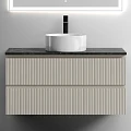 Тумба с раковиной Sancos Snob T 100 со столешницей черный мрамор, бежевая