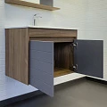 Тумба с раковиной Comforty Кемер-75 00-00017883CF антрацит / дуб тёмно-коричневый 