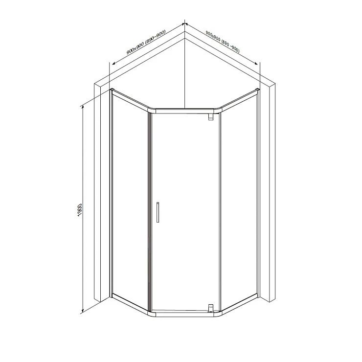 Душевой уголок AM.PM Gem 90x90см W90G-405-090MT профиль хром, стекло прозрачное