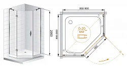 Душевой уголок Cezares Bergamo 90x90см BERGAMO-W-P-1-90-C-Cr-R-IV профиль хром, стекло прозрачное