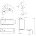 Акриловая ванна AM.PM Gem 170x70 с каркасом, шторкой и душевой системой W90ASET-170D8 белый, хром