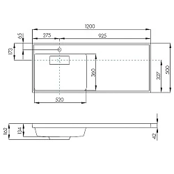Раковина встраиваемая Aquaton Лондри 120см 1A72843KLH01L левая, белая